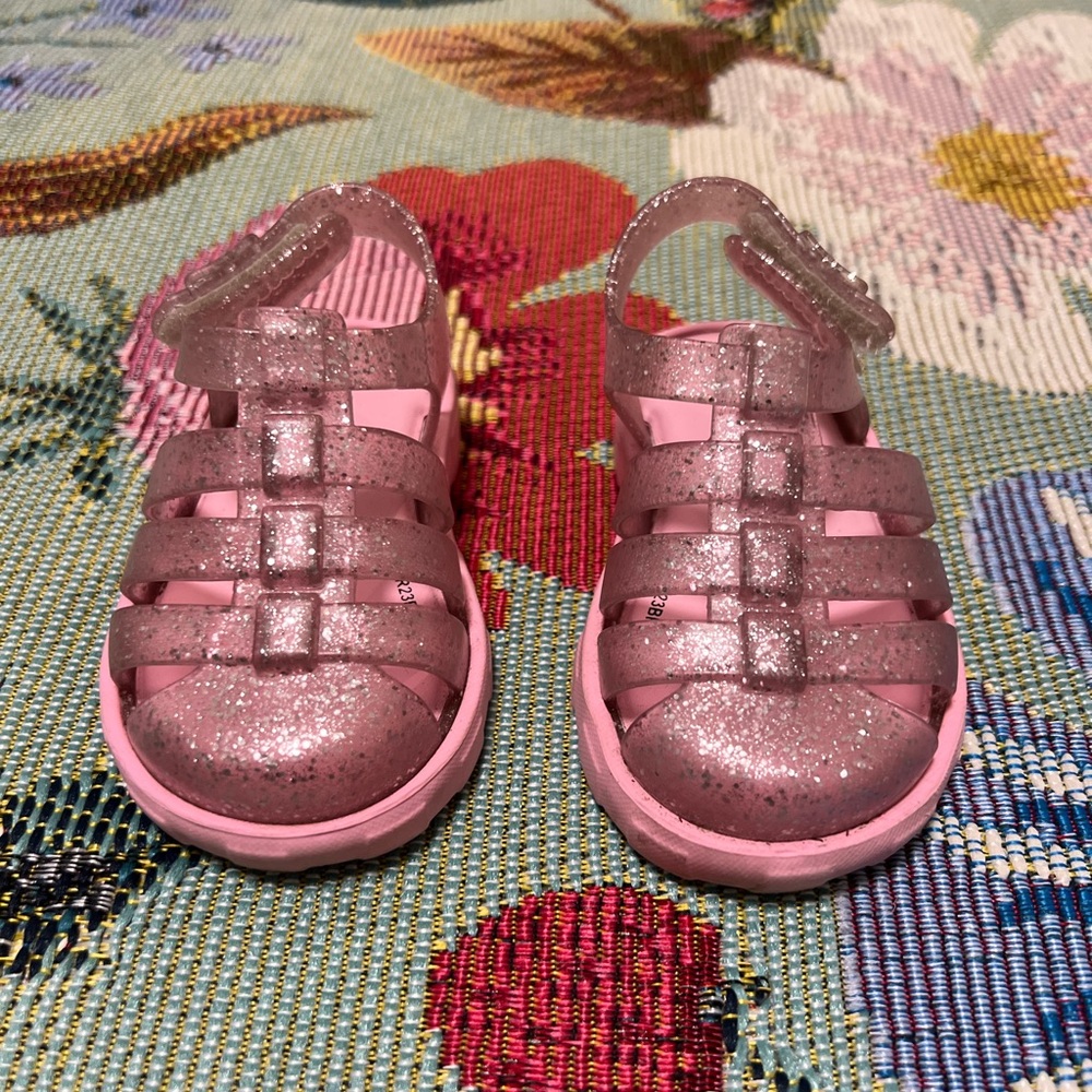 Mini Melissa Sparkly Pink Kids Sandals